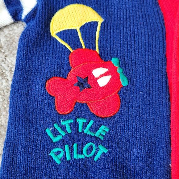 Tiny Tots vintage pilot plane sweater primary colors color block 24 months - Picture 4 of 10